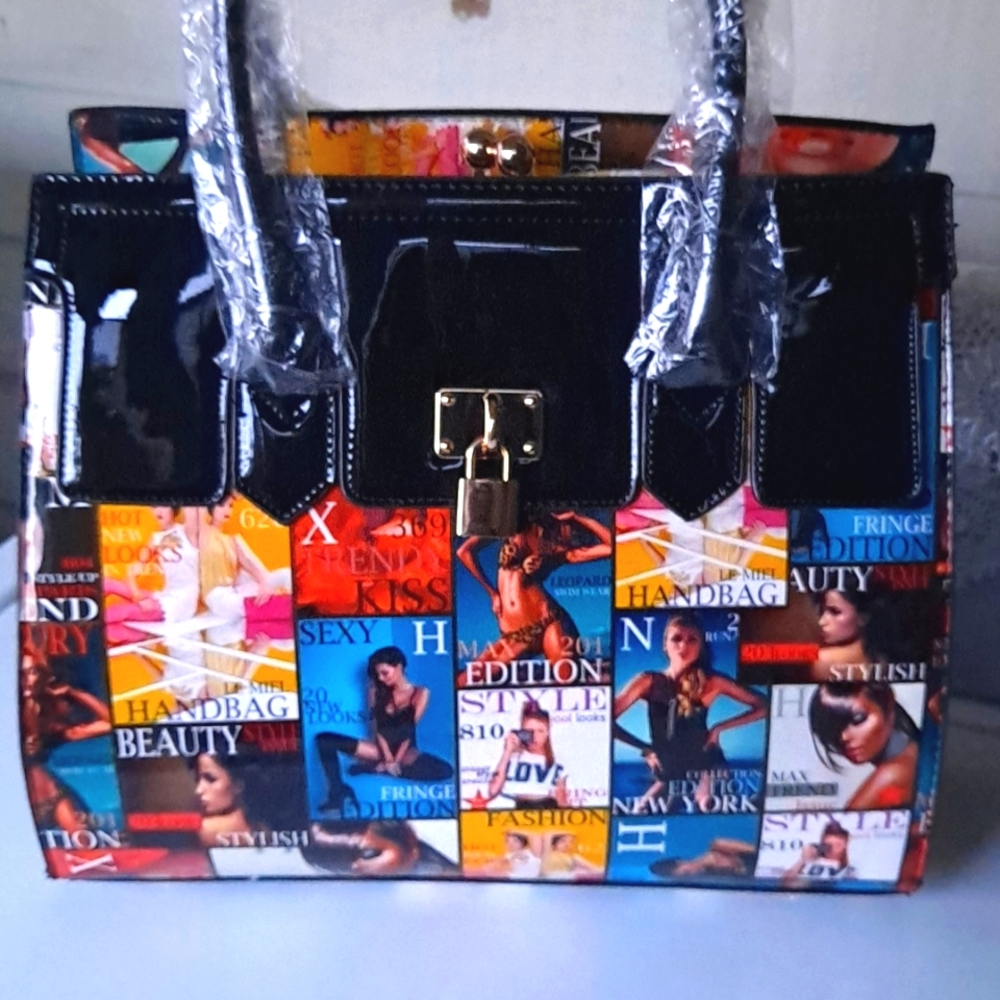 Fashion Novelty Satchel Bag Patent    Leather